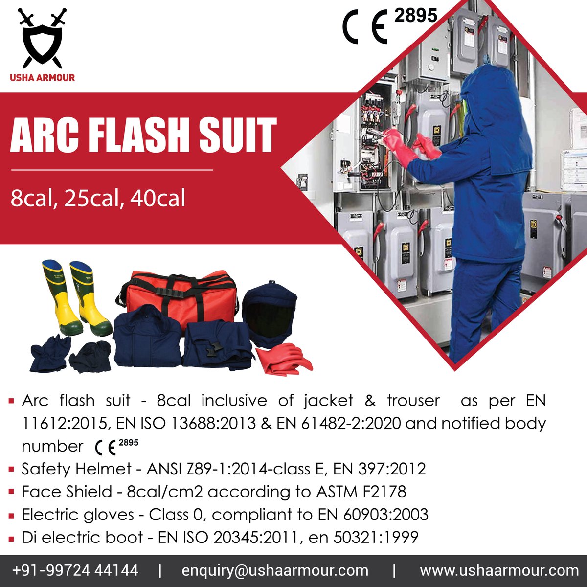 ushaarmour1's tweet photo. Stay protected and stay safe with our top-quality electrical arc flash suits!

𝐅𝐨𝐫 𝐞𝐧𝐪𝐮𝐢𝐫𝐲: 📞+919972444144

#arcflashsuit #electricalwork #keepeachothersafe #electricalsafety #fireprotection #industrialsafety #power #highvoltage #isolatingswitch #substation #ushaarmour https://t.co/eBZGyUOfWv