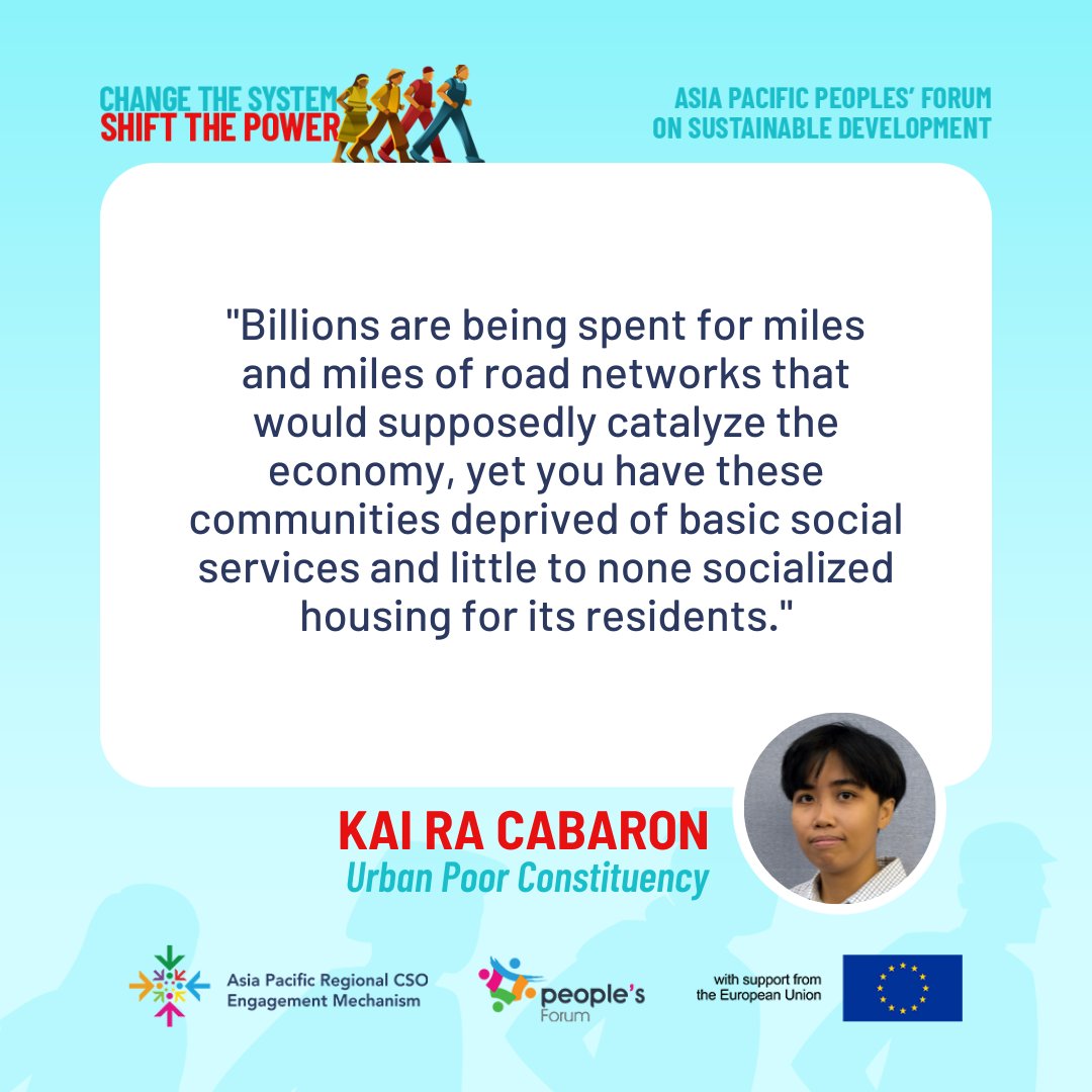 AP_RCEM's tweet image. At the #APPFSD2023, representatives from women, NGO, trade union and workers, and urban poor constituencies unpacked the different systemic barriers in achieving just and equitable sustainable development and the need for accountability to the peoples. #DevelopmentJusticeNow
