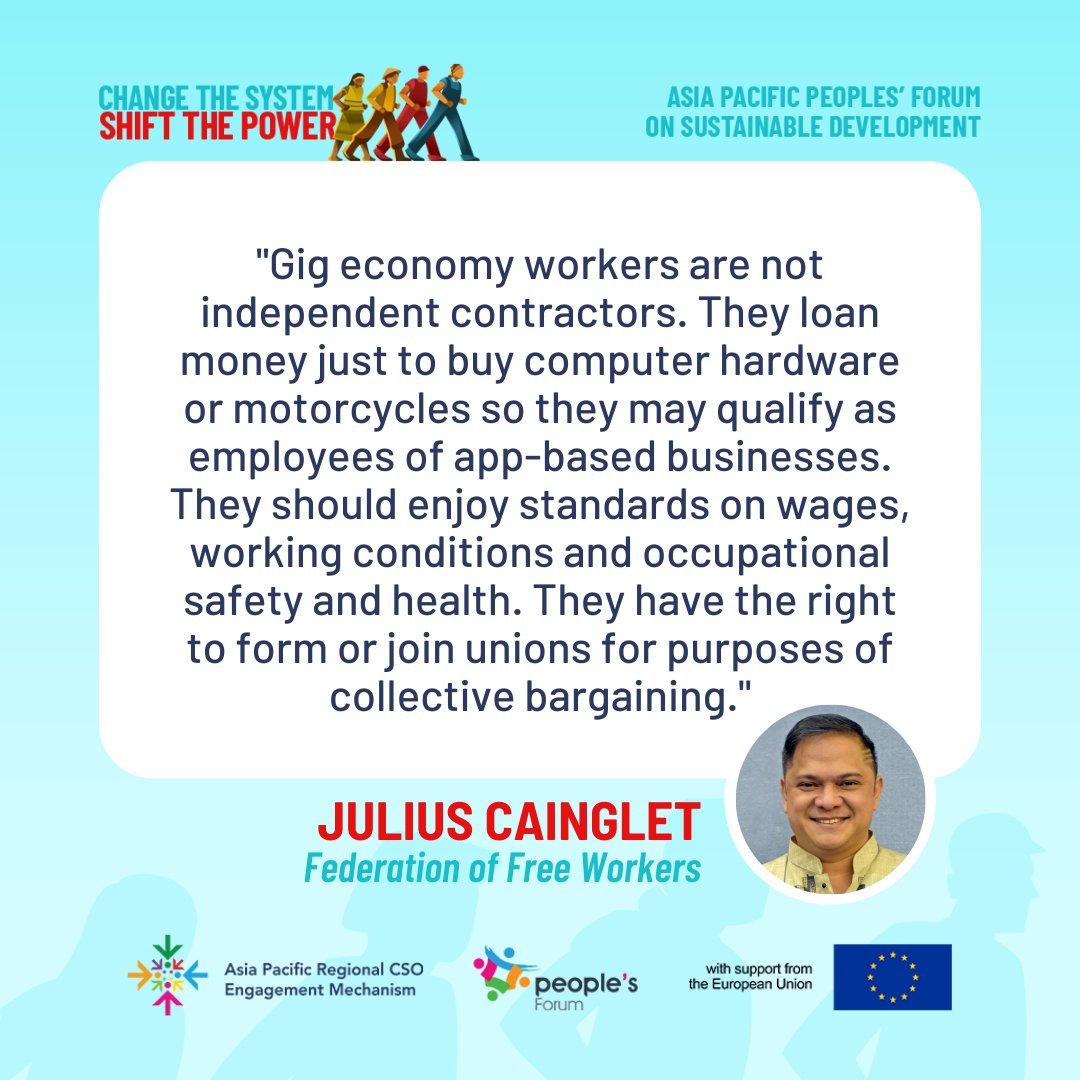 AP_RCEM's tweet image. At the #APPFSD2023, representatives from women, NGO, trade union and workers, and urban poor constituencies unpacked the different systemic barriers in achieving just and equitable sustainable development and the need for accountability to the peoples. #DevelopmentJusticeNow