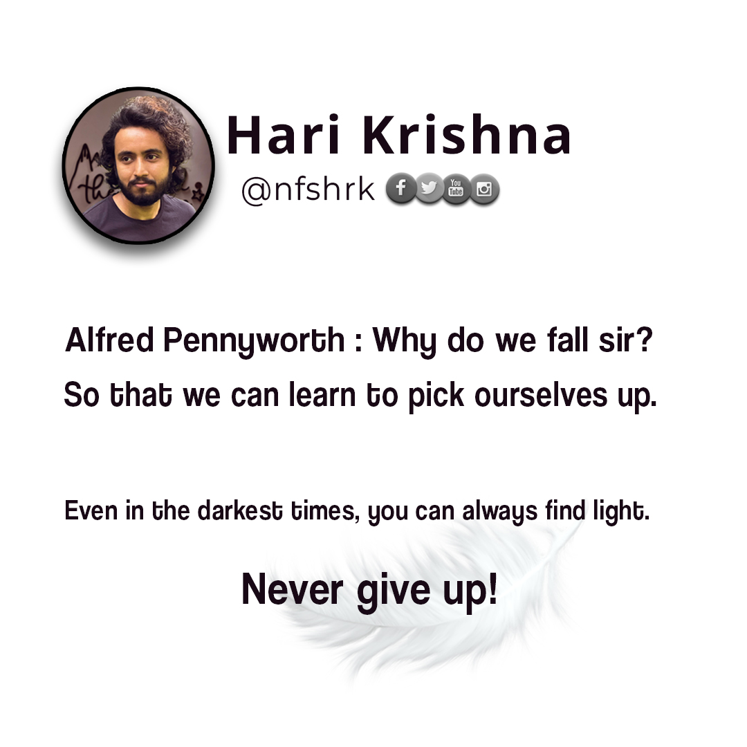 nfshrk's tweet photo. Tell me Why Do We Fall?

#quotes #batman https://t.co/ySASby7dbZ