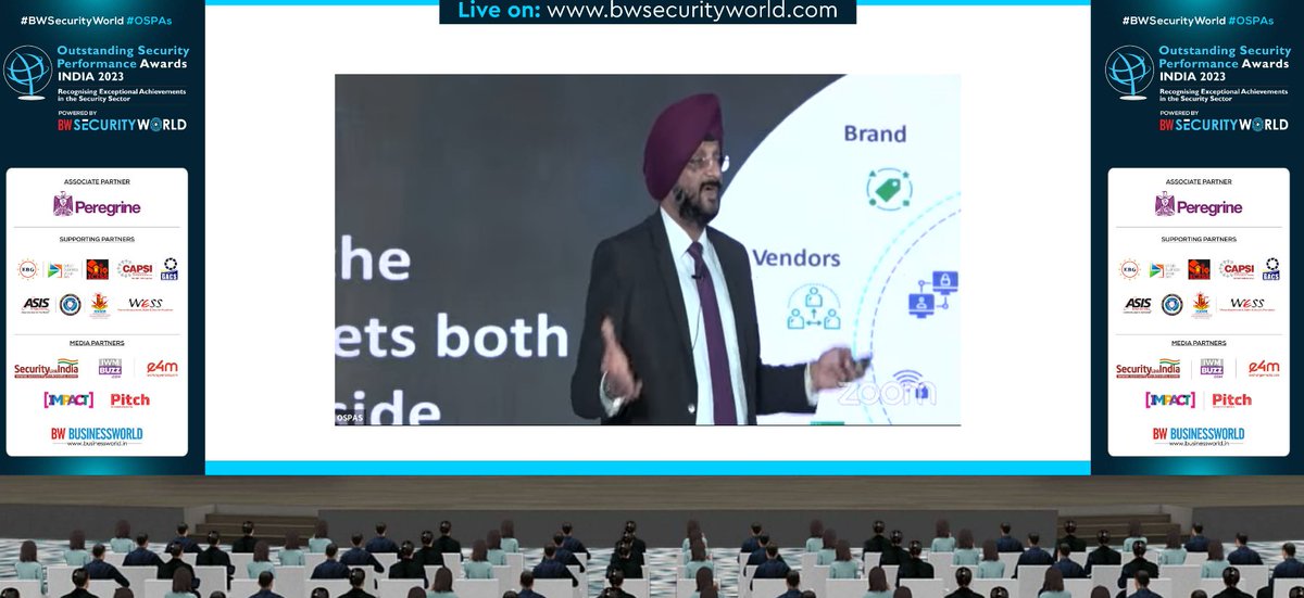 BWSecurityWorld's tweet photo. Live: Watch Col. Inderjeet Singh Barara, DG, CSAi sharing his insights on the Breakthrough of Technology in Security, only at the 3rd edition of the Outstanding Security Performance Awards India 2023, presented in collaboration with BW Security World. #BWSecurityWorld #OSPAs https://t.co/QvIEW4f59l