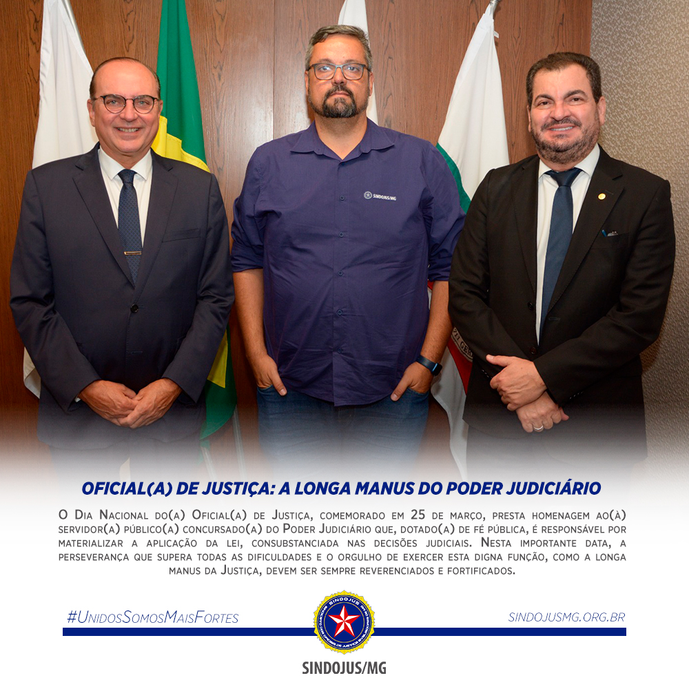 sindojusmg's tweet photo. OFICIAL(A) DE JUSTIÇA: A LONGA MANUS DO PODER JUDICIÁRIO

Clique aqui para ter acesso à matéria completa:
https://t.co/cd9Nv1xCfb

#UnidosSomosMaisFortes #SindicatoForte #DiaDoOficialDeJustiça https://t.co/6rQfasovM0