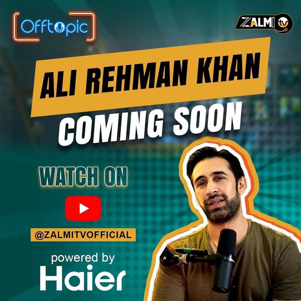 zalmitvlive's tweet photo. In the 4th EP of Off Topic powered by @HaierPakistan , we have one of the most versatile and one of his kind actor, @alirehmankhan talking about his craft & journey only on Zalmi TV.
Episode to be out soon, stay tuned!
#AliRehmanKhan #Haier #OffTopicPodcast #AliRehmanOfftopic https://t.co/D7g58racjK