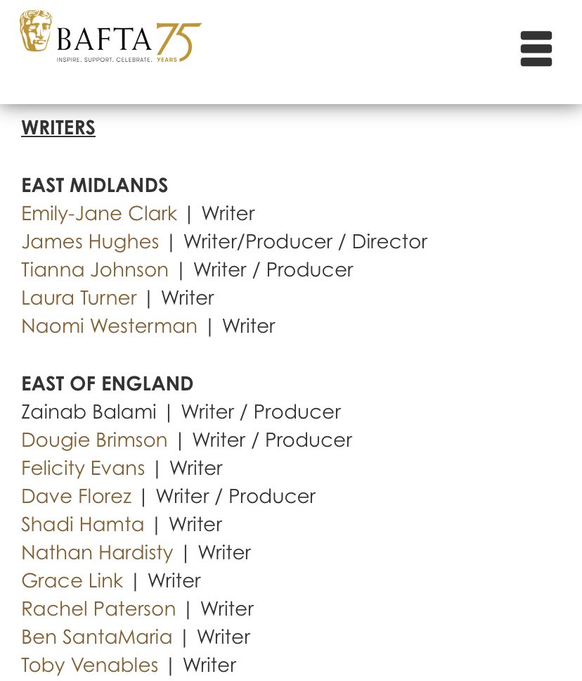 Ben’s included as a screenwriter in the new BAFTA Connect Directory with all these other amazing creatives. New film &amp; stage projects written by Ben are brewing for later this year… <a href="/BAFTA/">BAFTA</a> #BAFTAConnect bafta.org/supporting-tal…