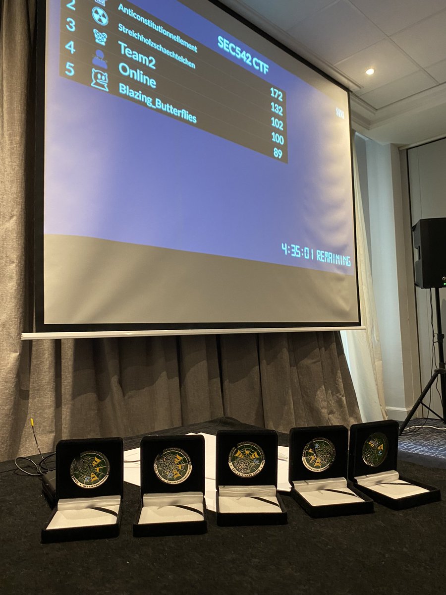 bojanz's tweet photo. CTF at #SEC542 SANS Paris - the first one for me in 2023!
Great group of in-person and online students, so letโs see who will go home with one of these shiny coins. @SANSInstitute @SANSOffensive https://t.co/QNNwq3VSNQ