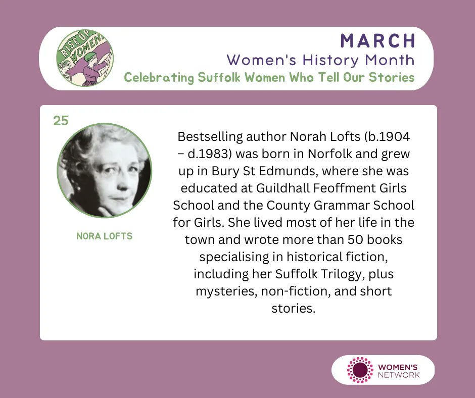 SccWomens's tweet photo. Women's History Month Day 25 - #NoraLofts #womenshistorymonth #WHM2023 #SuffolkWomen https://t.co/wUTrc4GgE2