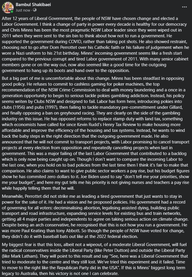 bambul's tweet image. The NSW Government is changing. Here are my thoughts. #NSWvotes