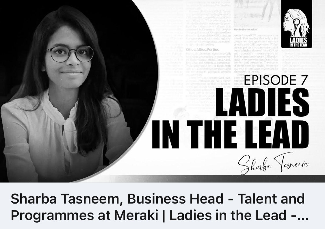 shukla_akshata's tweet photo. We are back with the 7th ep of #LadiesInTheLead. What I absolutely loved about this conversation was to learn that apart from all the other fabulous work that @sharba15 does, she is also helping in building an environment where women athletes can excel ✨

https://t.co/4ovpIYtAbH https://t.co/H2KEoE33eF