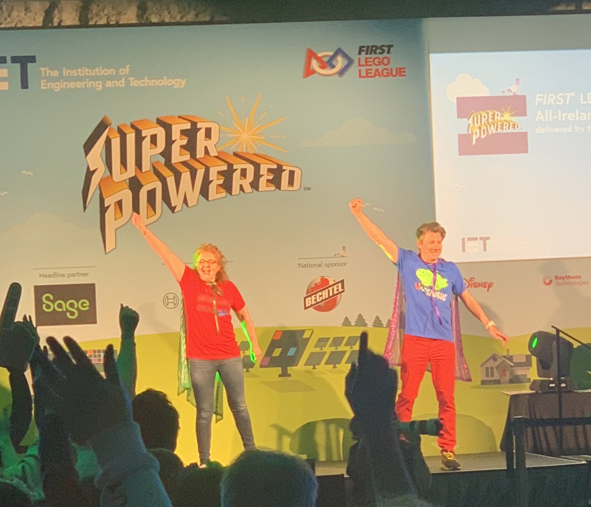 Our wonderful MCs <a href="/Dr_Niamh_Shaw/">Dr. Niamh Shaw 🪐🌎☘️</a> and <a href="/philofscience/">PH!L of Science</a> kicking off the opening ceremony with this years theme #Superpowered 🦸⚡️