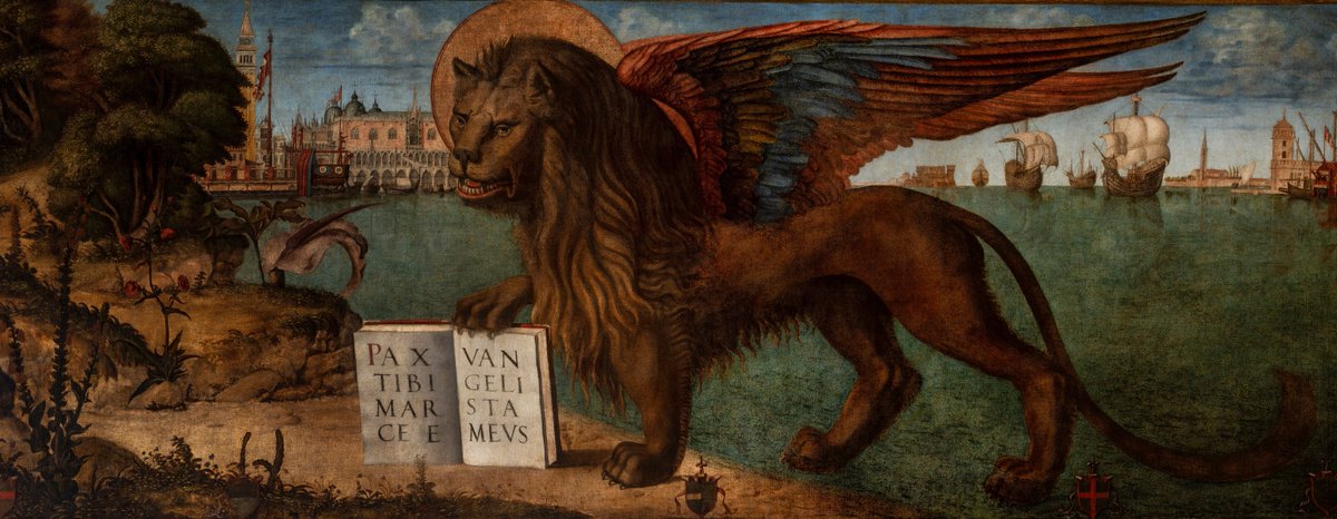 DucaleVenezia's tweet photo. Il Leone di San Marco di Vittore #Carpaccio, potrà essere ammirato all’interno di questi spazi dopo la conclusione della mostra antologica dedicata al grande narratore della vita quotidiana e sacra della Serenissima, in corso nell’Appartamento del Doge. https://t.co/anDbZ56xlJ