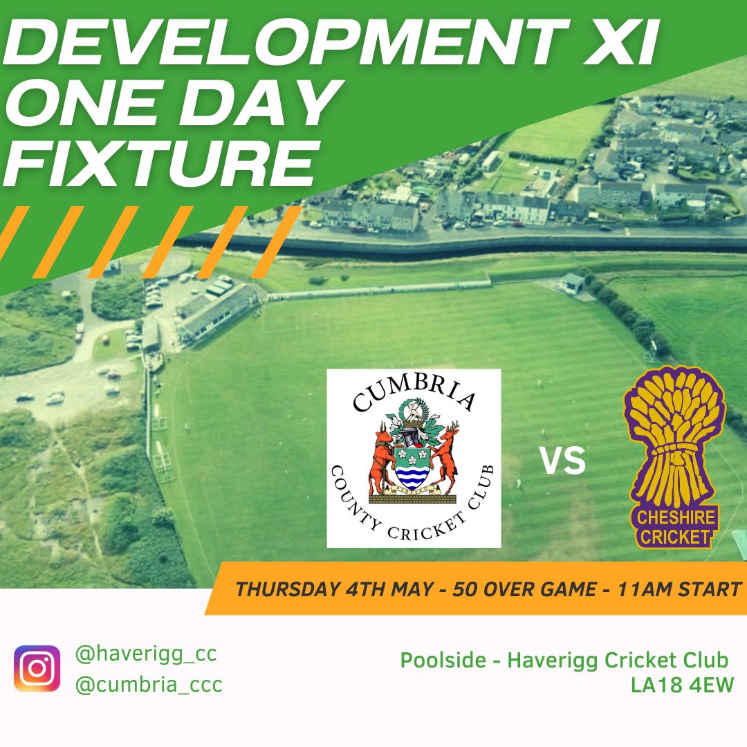 🚨 𝙁𝙞𝙭𝙩𝙪𝙧𝙚 𝘼𝙣𝙣𝙤𝙪𝙣𝙘𝙚𝙢𝙚𝙣𝙩 🚨

We are pleased to announce we will be hosting <a href="/CUMBERLANDCCC1/">CUMBRIA CCC</a> Dev XI fixture!

This is the first time we have held a fixture since 2014 and can’t wait to host some of Cumbria’s best young cricketers at Poolside! 

#upthevillage 🏏