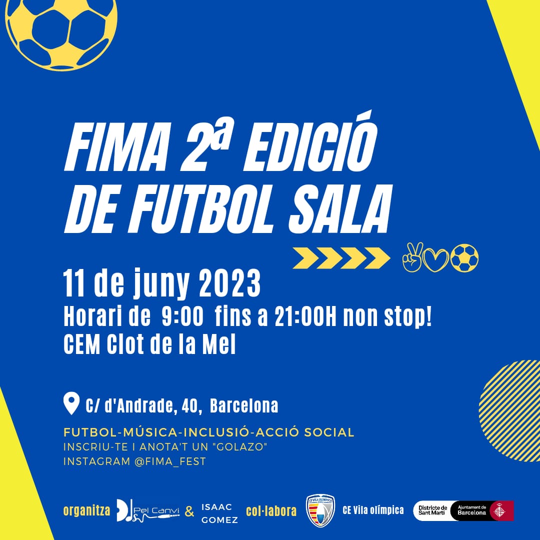 Avui tenim una gran notícia, FIMA 2a edició és una realitat!! El proper diumenge 11 de juny de 9h a 21h Non stop! a les pistes de <a href="/cevilaolimpica/">CE Vila Olimpica</a>
 👉CEM Clot de la Mel 👈 es realitzarà aquest tan esperat torneig, que algunes fa un any espereu.