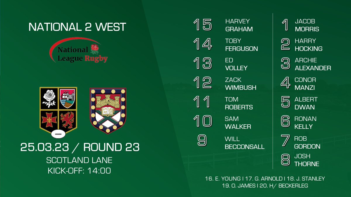 ExeterUniRFC's tweet photo. 📢𝗧𝗘𝗔𝗠'𝗦 𝗨𝗣

Here's is your EURFC side for this afternoon's clash with Old Redcliffians.

#REDvEXE https://t.co/8NWXQgkXUh