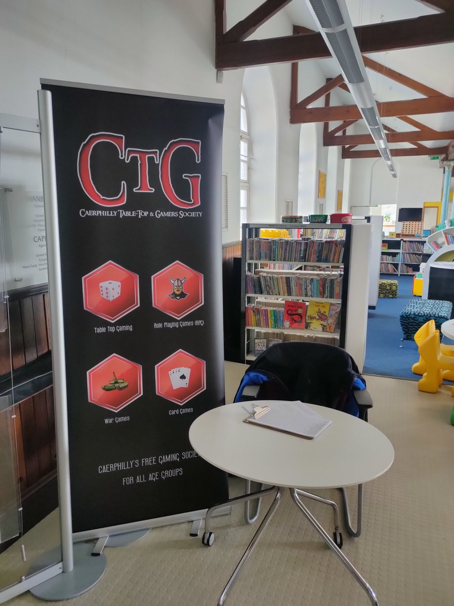 All setup @BargoedLib for today's CTG sessions 10-4pm

We welcome a #maths student from #cardiffuniversity who will be #playtesting a game they have designed.

More details on link 

facebook.com/CTGCaerphilly/…

#bargoed @BargoedTC
@CaerphillyLibs
@stgwladys #STEM
@The_Big_Phill