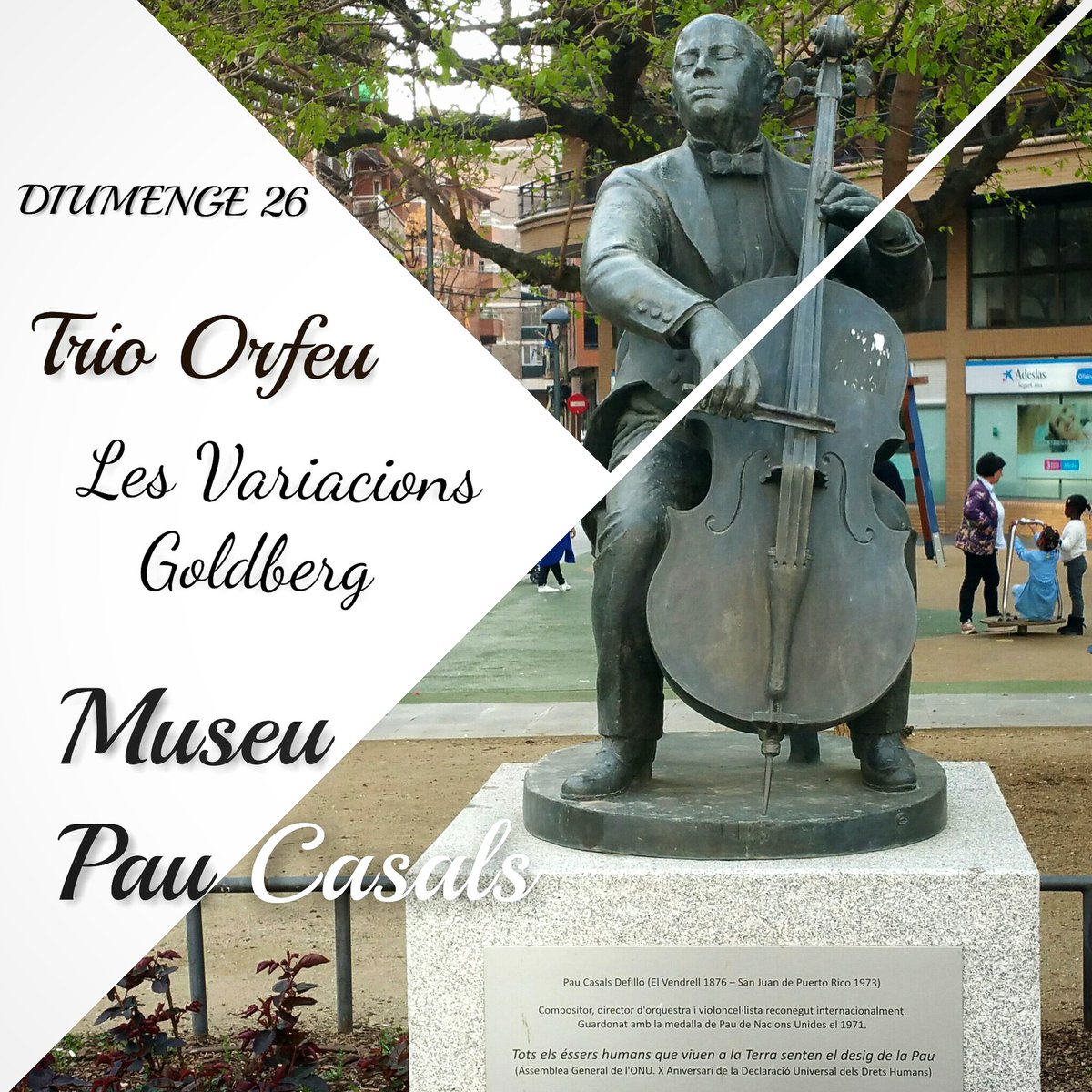 Artístics Produccions (@artisticspro) on Twitter photo #PauCasals deia que #Bach, per a ell i per a tots els músics, ho era tot🫶
Aquest diumenge, a les 13h, tocarem al <a href="/museupaucasals/">Museu Pau Casals</a> #lesVariacionsGoldberg amb el #TrioOrfeu
Us portarem una sorpreseta, en commemoració al 50è aniversari de la seva mort❤️ #PauCasals deia que #Bach, per a ell i per a tots els músics, ho era tot🫶
Aquest diumenge, a les 13h, tocarem al <a href="/museupaucasals/">Museu Pau Casals</a> #lesVariacionsGoldberg amb el #TrioOrfeu
Us portarem una sorpreseta, en commemoració al 50è aniversari de la seva mort❤️