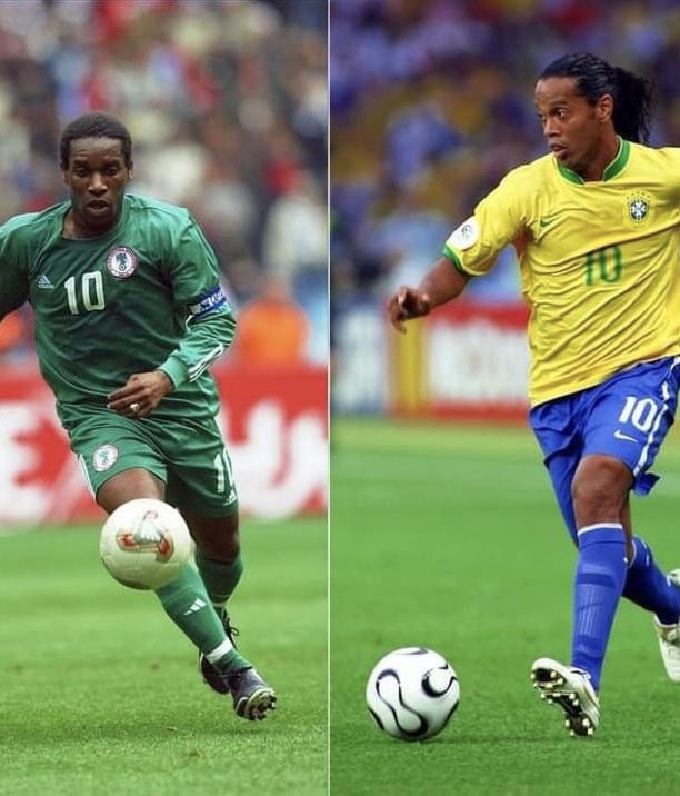 Ronaldinho : "Jay Jay Okocha, woow !! that man made football to listen to him. At Training we would watch him doing a freestyle, whatever he wanted the ball to do, the ball would do it. But his problem is that he was too keen to move to England. I didn't like the decision, at