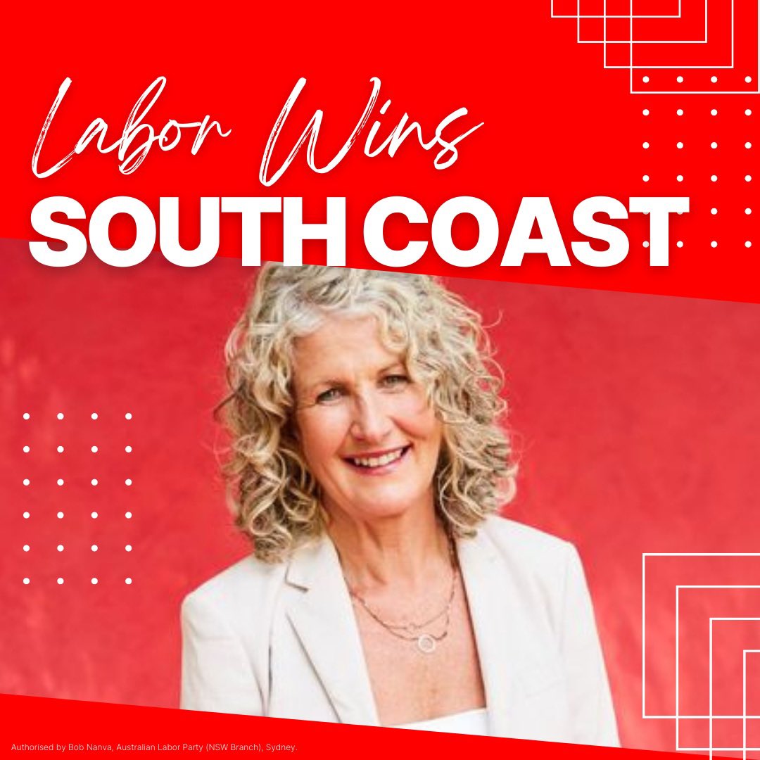 NSWLabor's tweet photo. Labor wins South Coast! Congrats Liza Butler 🥳 https://t.co/gTTm6tNAD2