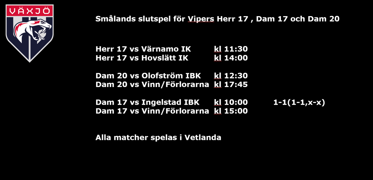 P_U_B's tweet photo. Slutspel i Smålandsserierna för @vaxjovipers 
#smibf #innebandy #växjövipers #vipersfamiljen https://t.co/2zNDX2j16s