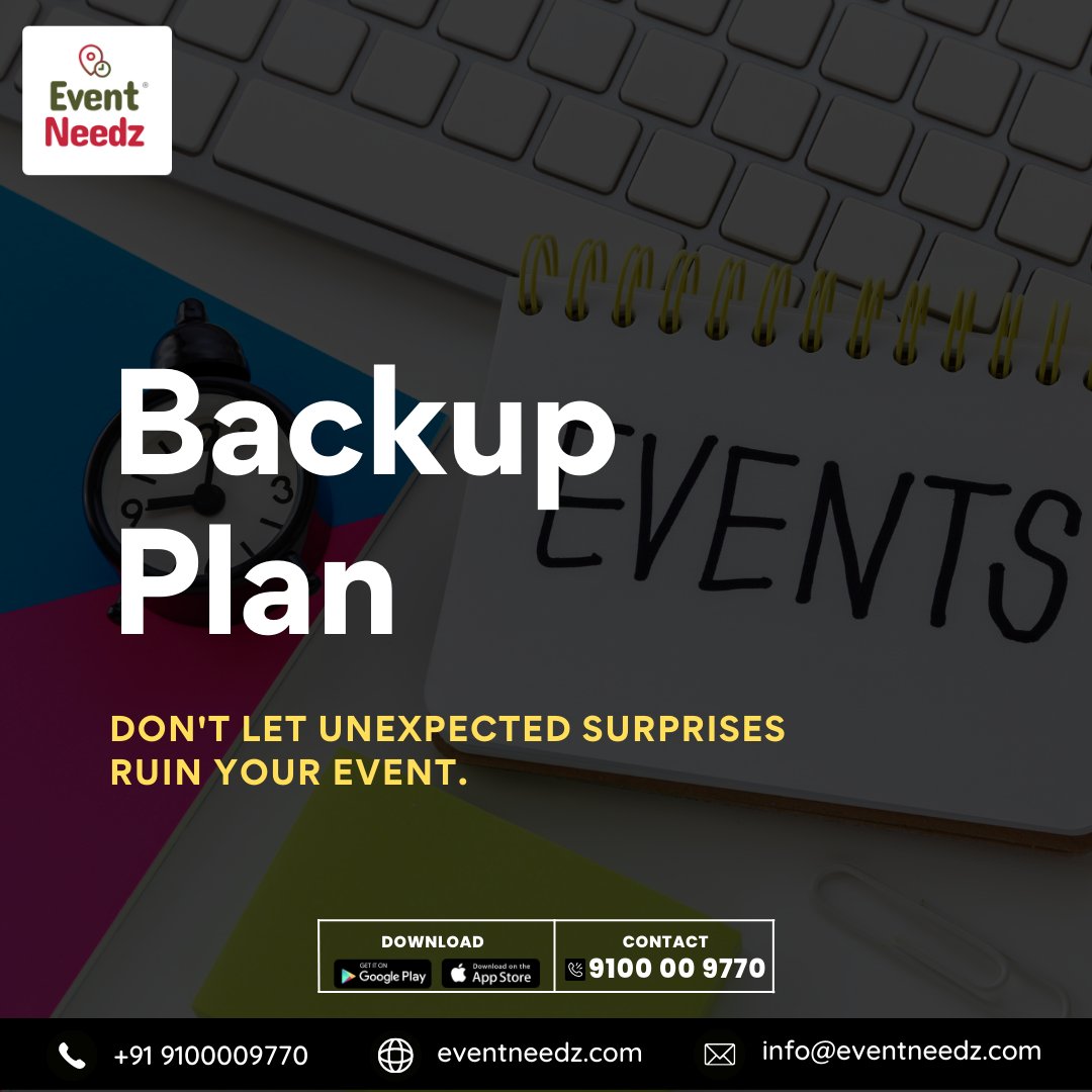 eventneedzkdspl's tweet image. Unexpected things can happen at any event, but with a solid backup plan in place, you can be ready for anything. 

Here are some tips for an event "Plan B" at cutt.ly/t4E63XR

#backupplan #strategicplanning #riskmanagementplan #l4l #tagforlikes #followback #eventneedz