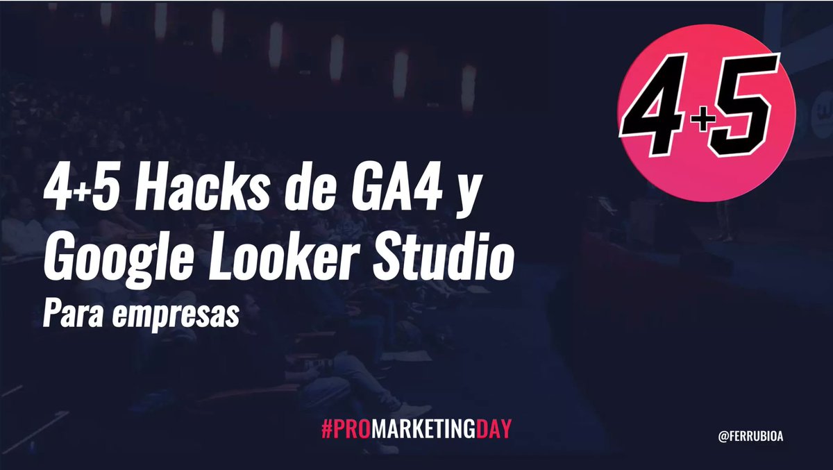 FerRubioA's tweet photo. 🚩 este es el enlace con la diapositiva de mi ponencia en el #PROmarketingDAY

4+5 hacks de Google Analytics y Looker Studio para empresas > y para convertirte en un Michael Jordan de la Analítica Web 🚀

https://t.co/pjpq6SFKQP

#GA4 #LookerStudio #GoogleAnalytics #IA https://t.co/5x95q6fHhO