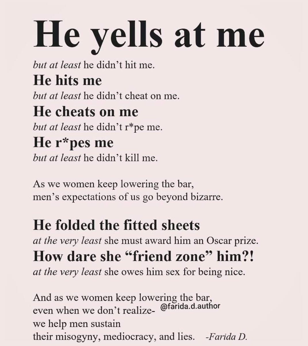 rafiath_rashid's tweet photo. Dear women, don't keep lowering standards by forgiving and justifying negative actions, behaviour, neglect and ill-treatment by badly raised men who refuse to acknowledge their wrong. #ChooseToChallenge #GenerationEquality #ChooseToChange #smashpatriarchy https://t.co/uQrbXaC21y