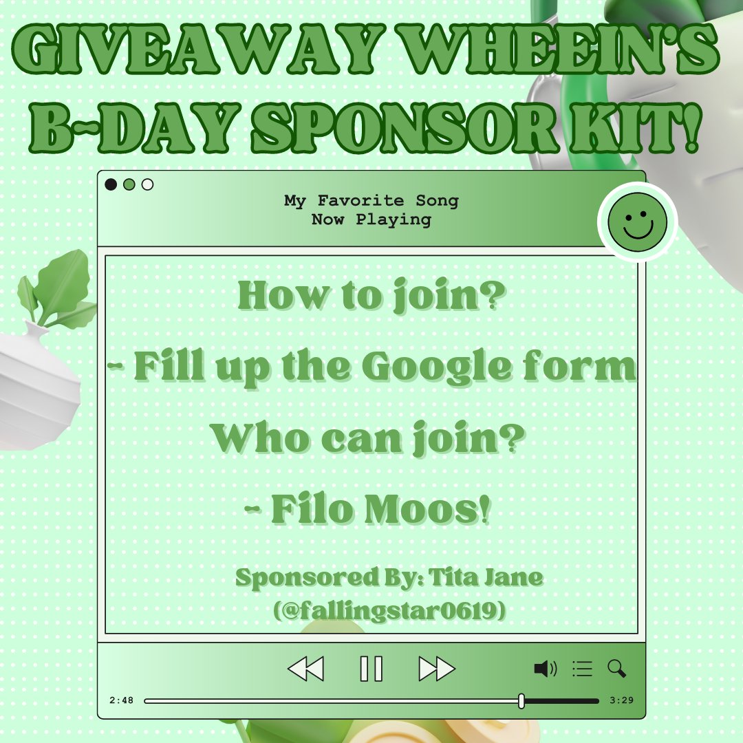 🤍💚 GIVEAWAY 🤍💚

Wheein's B-day Sponsored kit by <a href="/MooEventsMNL/">MOO EVENTS MNL</a> sponsored by Tita Jane @fallingstar0619 🫶

Announcement of Winner tonight after the busking event 🎶

Google form: 
docs.google.com/forms/d/e/1FAI…