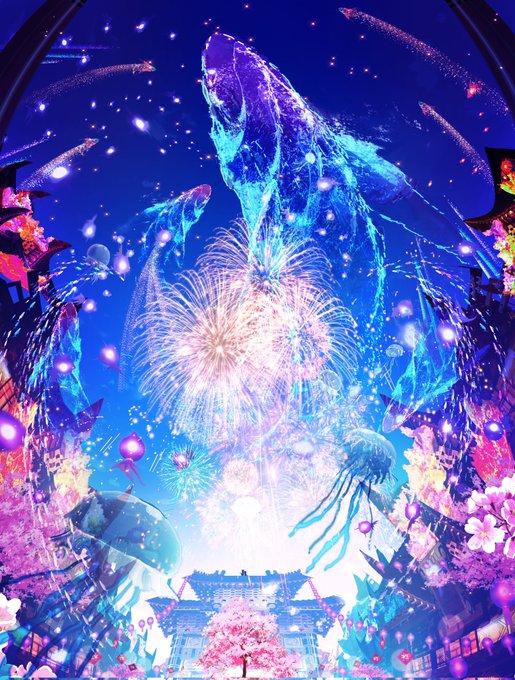「aerial fireworks」 illustration images(Latest)｜5pages