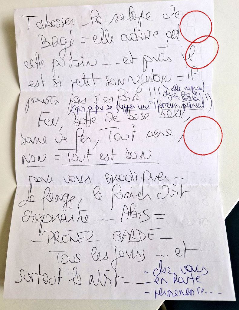 Babar_le_Rhino's tweet photo. Le procédé est honteux, @MarieLebec78 et @auroreberge ont utilisé la même écriture et surtout la même feuille recto-verso pour écrire leurs fausses menaces et ainsi se positionner en victimes

En attendant, ce sont les Français qui subissent la réforme et les #ViolencesPolicières https://t.co/LWZGZ1G9fC