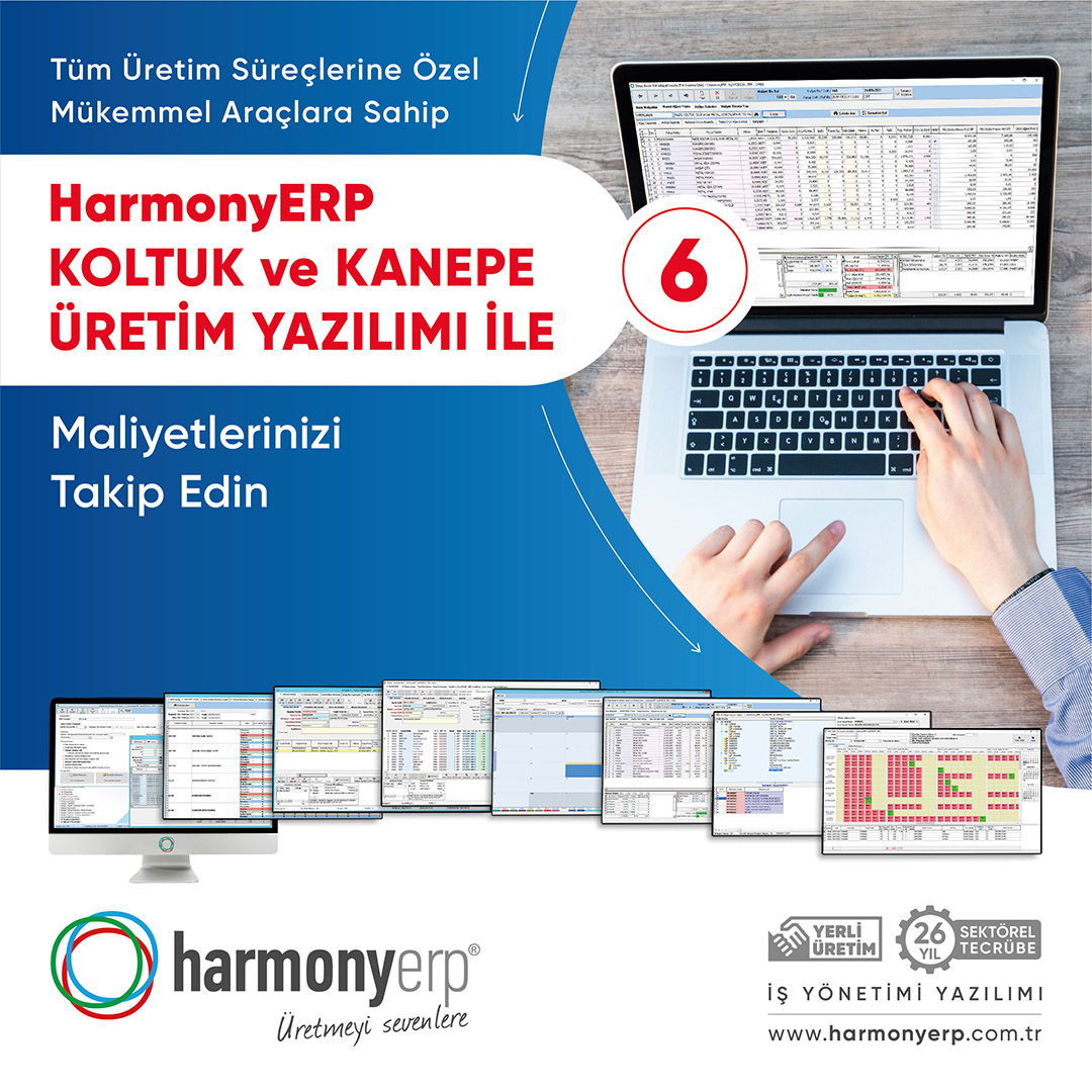 HarmonyERP's tweet image. Tüm üretim süreçlerine özel mükemmel araçlara sahip HarmonyERP KOLTUK KANEPE ÜRETİM YAZILIMI kullanarak; Maliyetlerinizi Takip Edin.

Üretmeyi Sevenlere. harmonyerp.com.tr

#harmonyerp #erpprogram #işyönetimiyazılımı #koltukkanepeerp