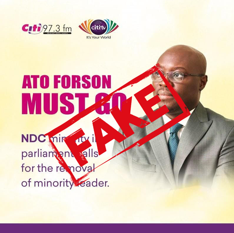 Channel1TVGHA's tweet photo. Disclaimer: Ato Forson must go

Our attention has been drawn to a post on social media with the aforementioned headline &amp; attributed to @Citi973 and @CitiTVGH.

We've not published any such material. Please treat it with the contempt it deserves. https://t.co/fZGhxOqC4R