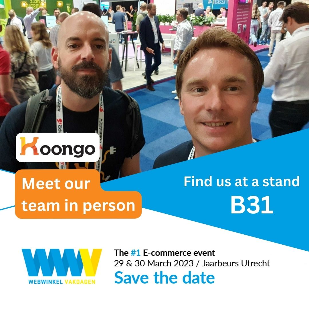 koongoexport's tweet image. Next Wednesday and Thursday, the entire digital commerce industry will be @WebwinkelVakdag. We will be there too and we will be happy to talk to you about Koongo and our new updates at our stand no. B31. Come to see us! 😉

#ecommerce #digitalcommerce #webwinkelvakdagen #wwv23