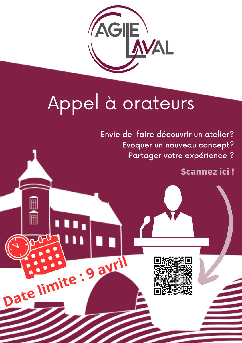 Chère Oratrice et cher Orateur,

Il vous reste une petite semaine pour nous soumettre vos sessions.
Nous avons hâte de découvrir toutes vos belles propositions.

N'attendez plus.
