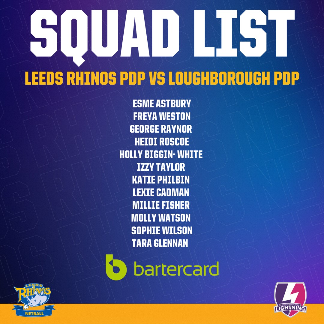 Here are our squads for today's Pathway games against <a href="/LboroLightning/">Loughborough Lightning Netball</a> at <a href="/leedsbeckett/">Leeds Beckett</a> 

🏐 PDP Squad vs Loughborough Lightning, FCP 11am
🏐 U17s vs Loughborough Lightning, FCP 1pm