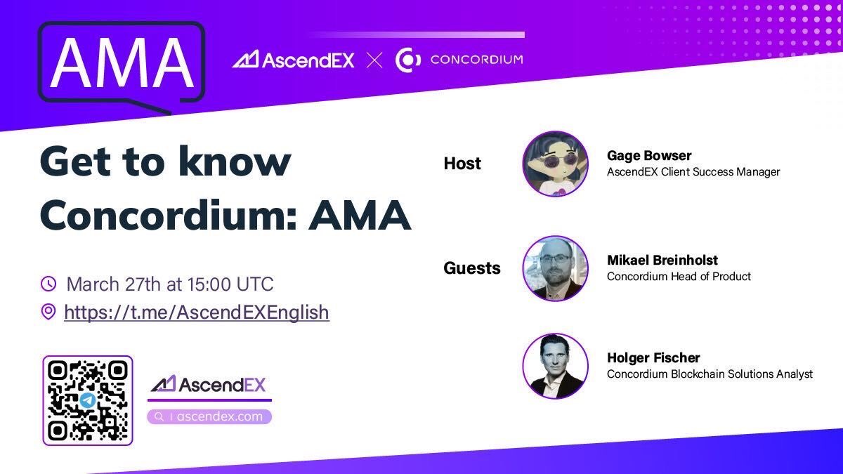 AscendEX (@_AscendEX) on Twitter photo 2023-03-25 09:59:12 💥 Join AscendEX AMA with @ConcordiumNet in our Telegram group! 🗓️ March 27, 2023. ⏰ 15:00pm UTC. 📍 Venue: t.me/AscendEXEnglish 🙌 Like & Retweet & Submit questions! #AMA #AscendEX #Concordium 💥 Join AscendEX AMA with @ConcordiumNet in our Telegram group! 🗓️ March 27, 2023. ⏰ 15:00pm UTC. 📍 Venue: t.me/AscendEXEnglish 🙌 Like & Retweet & Submit questions! #AMA #AscendEX #Concordium