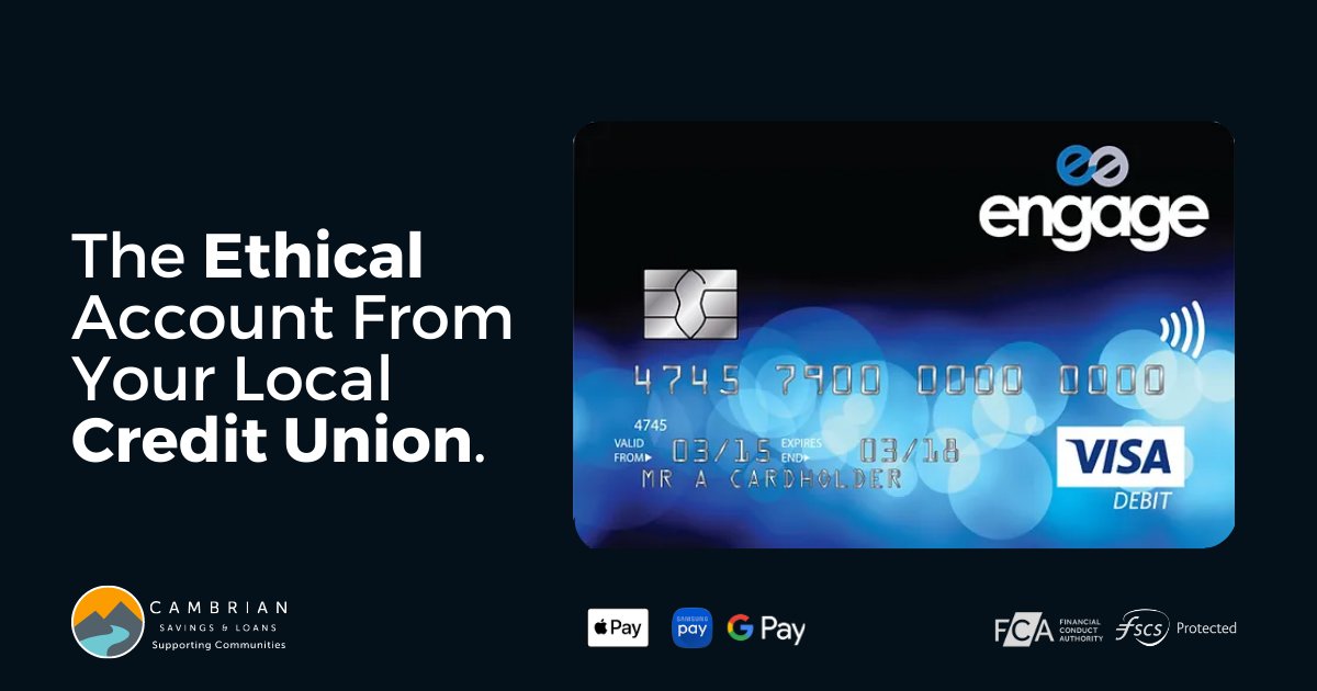 cambriancredu's tweet photo. No credit checks and no lengthy applications. 
The @EngageBanking digital account is available exclusively to all Credit Union and Community Bank members… regardless of their financial circumstances.

Apply for your Engage card at https://t.co/use6F9okco

#ethical #affordable https://t.co/7LhKAkpYfC