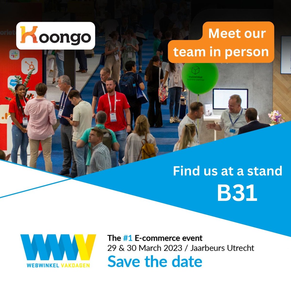 koongoexport's tweet image. The Koongo team is heading to Utrecht for @WebwinkelVakdag this Wednesday and Thursday to mingle with everybody in the e-commerce industry. With over 250 vendors and 200 speakers, this is a conference for any business looking for digital and e-commerce growth. Come and meet us.