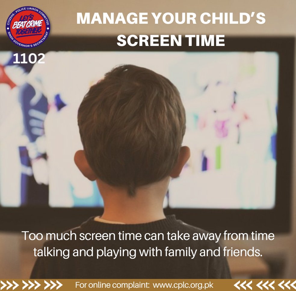 CPLCSindh's tweet image. Public service message by CPLCSindh.
Excessive screen time can reduce the time we spend talking and playing with our loved ones. Let's try to balance our screen time and prioritize quality time with family and friends.
.
.
.
#CPLCSindh #KidsScreenTime #kids #care #screen