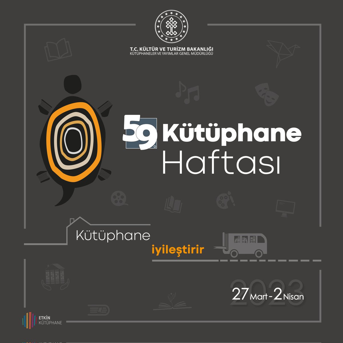 59. Kütüphane Haftası 27 Mart - 02 Nisan 2023 Tarihleri Arasında "Kütüphane İyileştirir" Ana Temasıyla Kutlanacaktır.

#kütüphanehaftası 
#kütüphaneiyileştirir