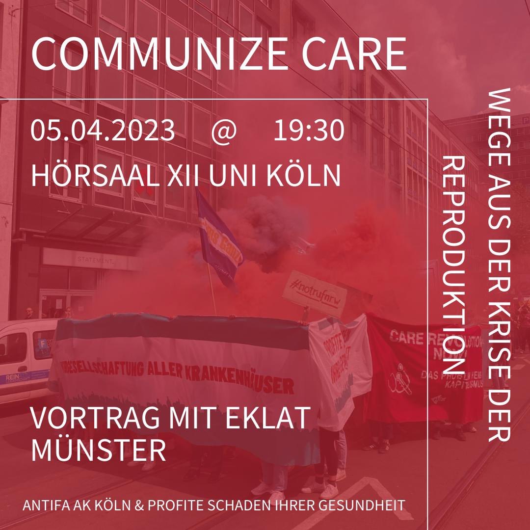 PSIGesundheit's tweet photo. 05.04.2023 @ 19:30 Uhr Hörsaal XII Uni Köln

Welche Rolle spielt Reproduktions- &amp; Carearbeit im Kapitalismus? Was bedeutet die Ökonomisierung des Gesundheitswesens? Was sind Global Care Chains &amp; wie verbinden sich Neokolonialismus &amp; die kapitalistische Abwertung von Sorgearbeit? https://t.co/hJzQU4Vwkh