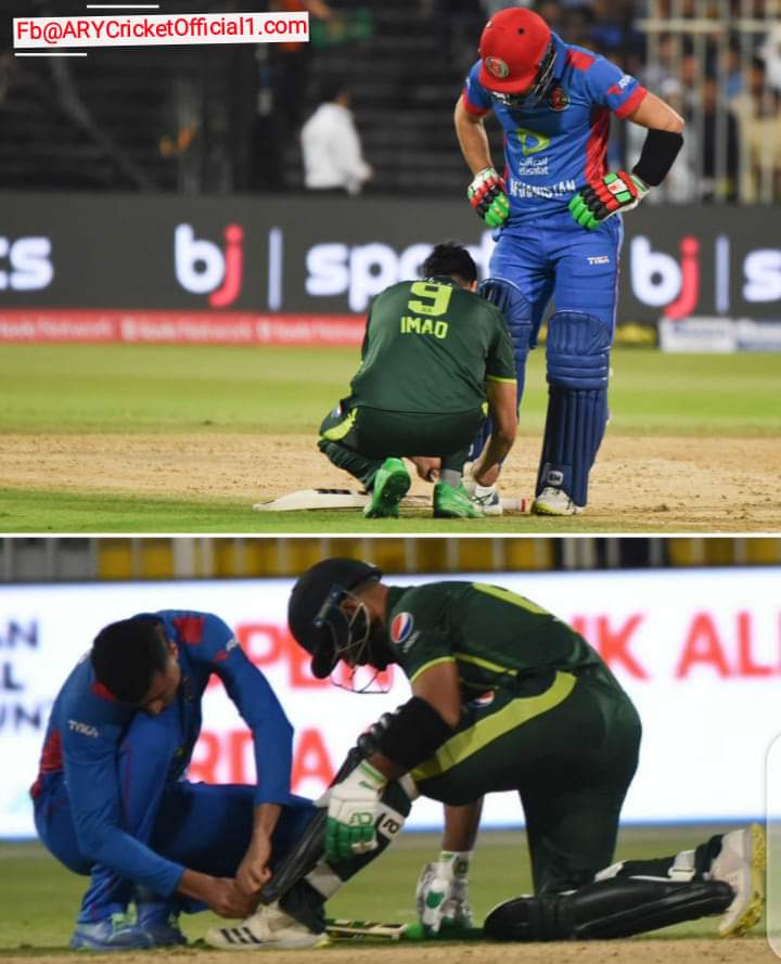 pKarokhail's tweet photo. Spirit of Cricket! 💚💙

#AFGvsPAK https://t.co/ip9BukTnJd