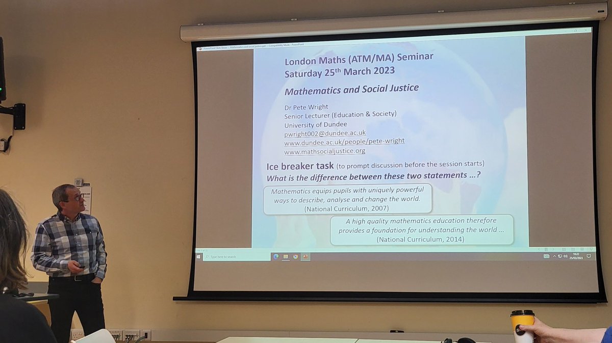 japleen_kaur1's tweet photo. #LondonMaths Starting the Maths and Social Justice seminar with @PeteWrightIOE https://t.co/uabowQcFZ1
