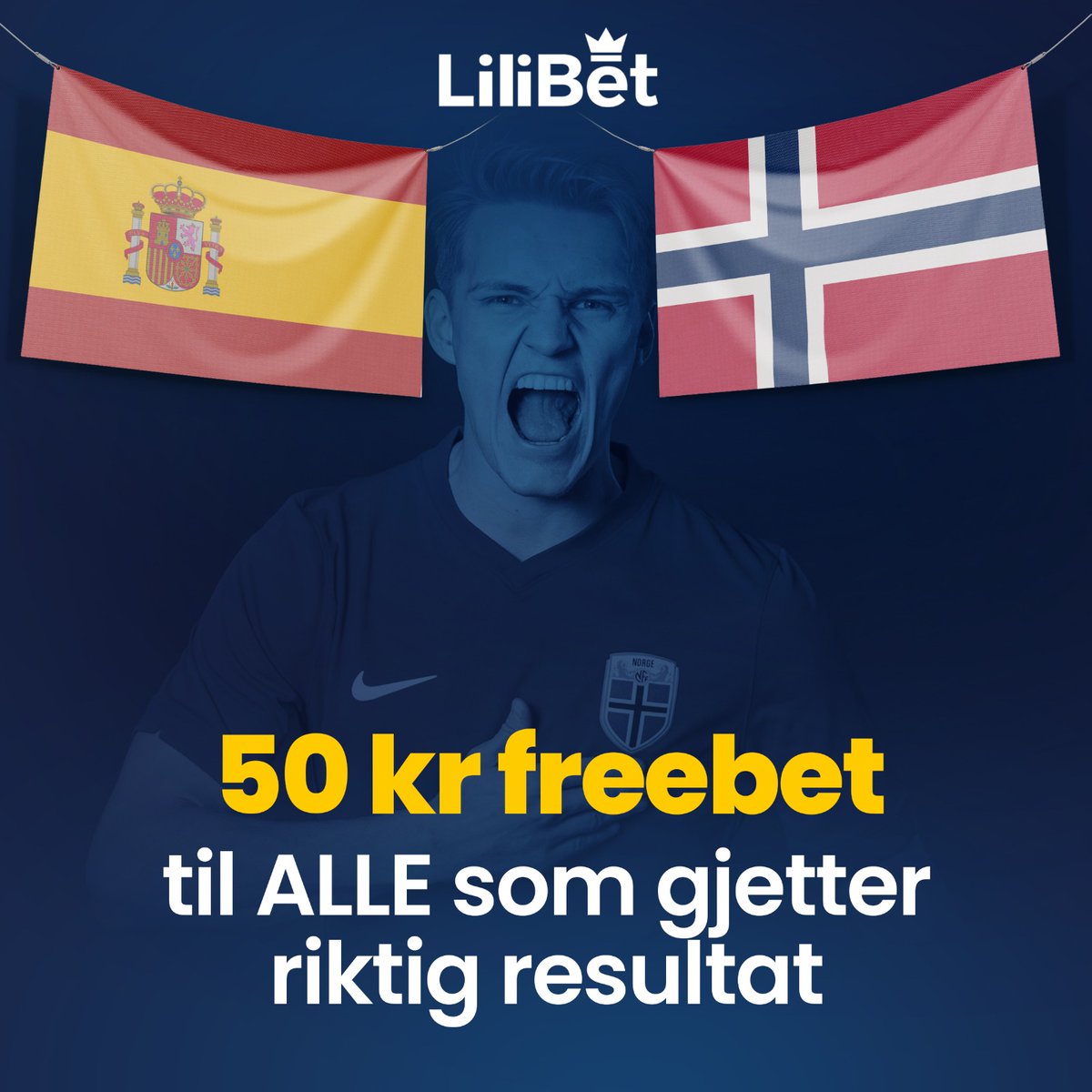 50 kr freebet til alle som gjør følgende ⤵️

✅ Retweet + følg oss 
✅ Forutsi 🇪🇸 mot 🇳🇴 resultat
✅ Tagg en venn

Alle som gjør dette vil bli kontaktet her på Twitter.

(Regler og betingelser gjelder)