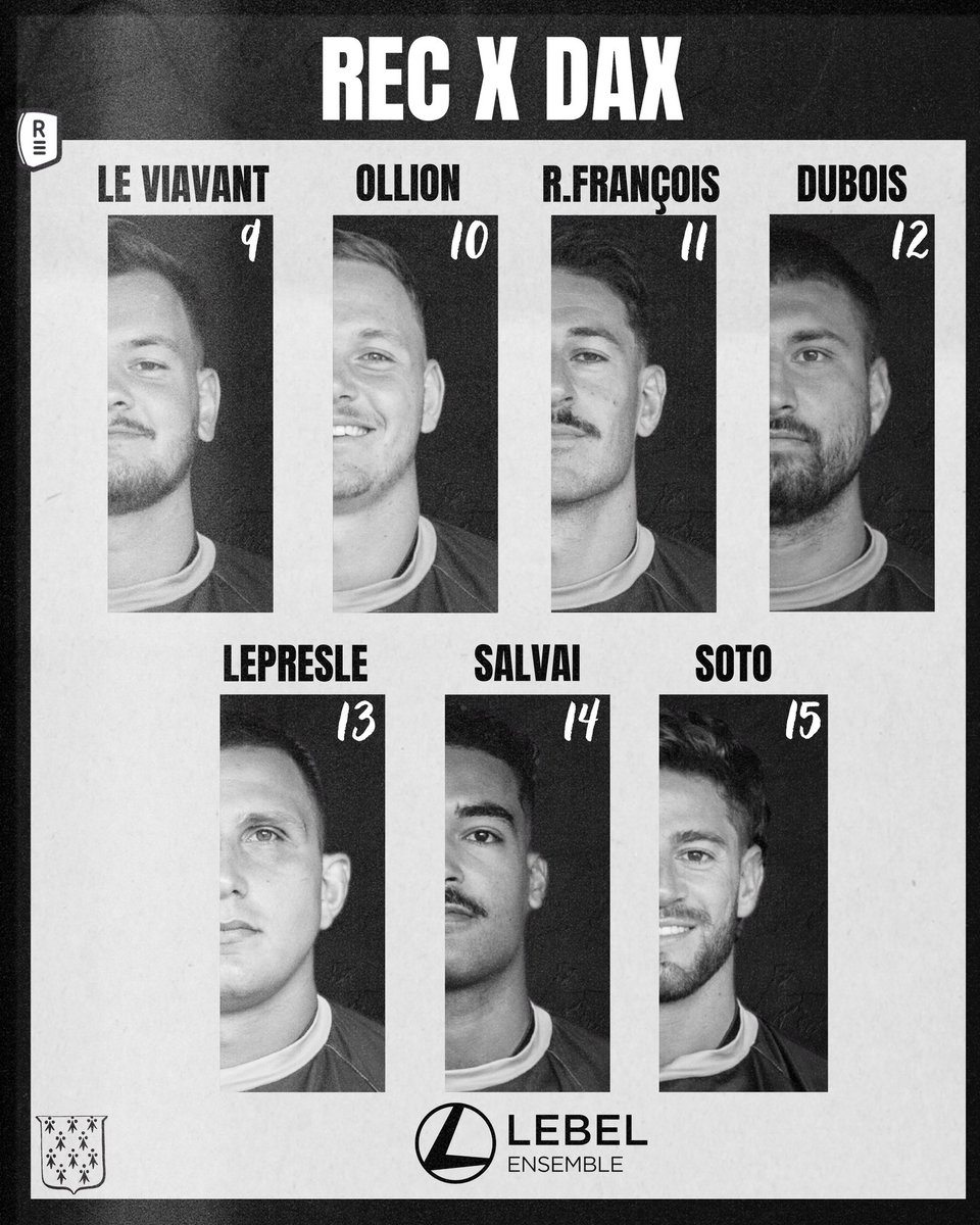 RennesRugby's tweet photo. 🕸️ L’équipe pour défier le leader dacquois. 

Dubois capitaine, Ollion à l’ouverture, Quesmel fête son retour. https://t.co/i64H7q5ta1