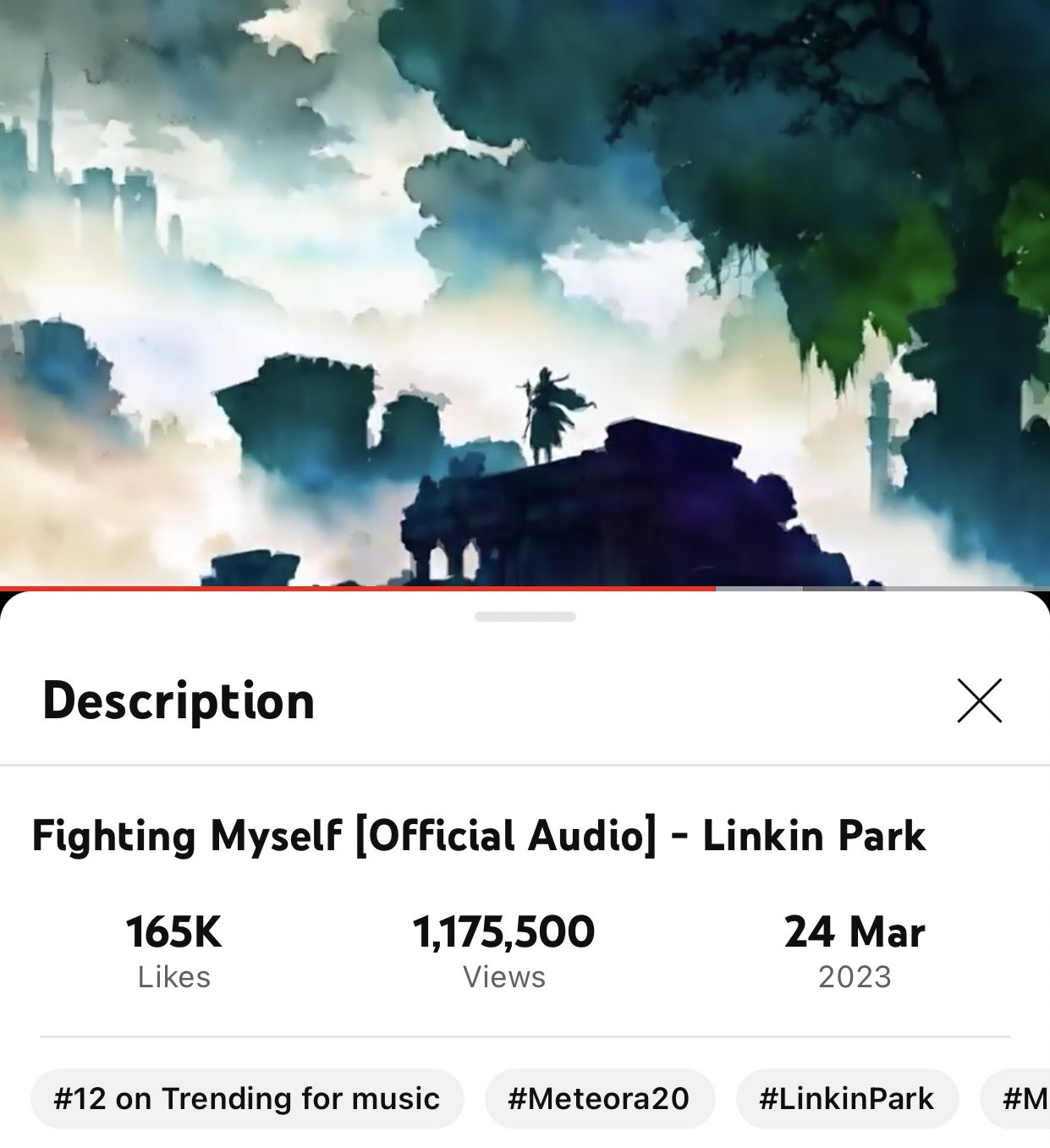 a.🍍 fan account on X: Within a day, “Fighting Myself” video on   got over 1 million views and is currently 12th on trending for music🎶💙 # LinkinPark   / X