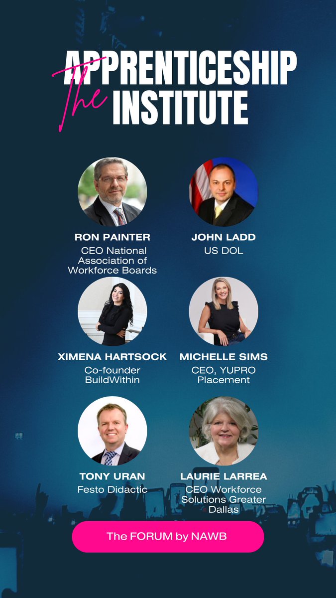 Heading to the National Association of Workforce  Boards Forum?
 It will be officially kicking off at 2:00 PM with the #Apprenticeship Institute.  We will be sharing specific strategies and results. 
Don’t miss the opening session today! 
#NAWBFORUM23 #FutureOfWork