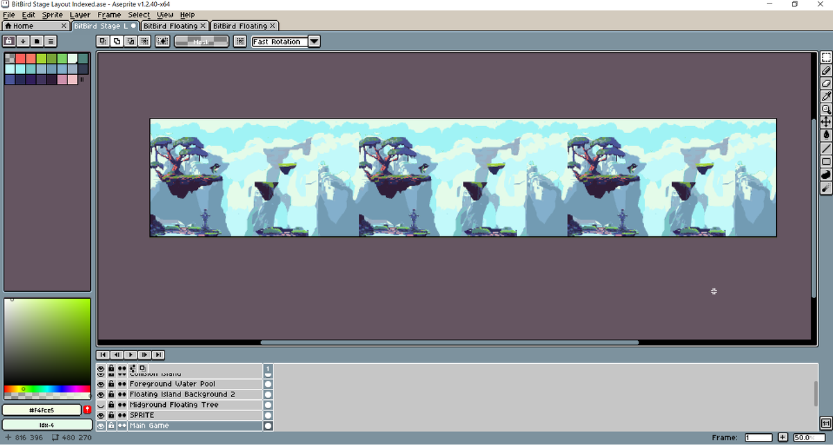 BitBirdGame's tweet image. Building rough level layout with parallax tiling 👀

Play-to-Mint. Coming Q2 23. Chirp! 🕊️

#gamedev #aesprite #web3 #Cardano #playtomint #CNFT #pixelart