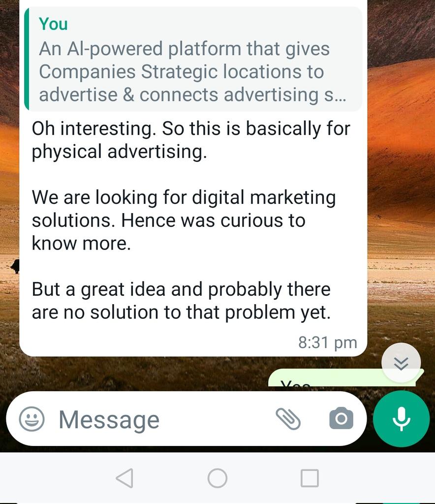 Jeeteshnigam0's tweet photo. I love how strangers appreciate your startup ideas. It boost confidence
#startup #supportstartup #growthhacker https://t.co/seKOoZwc9z
