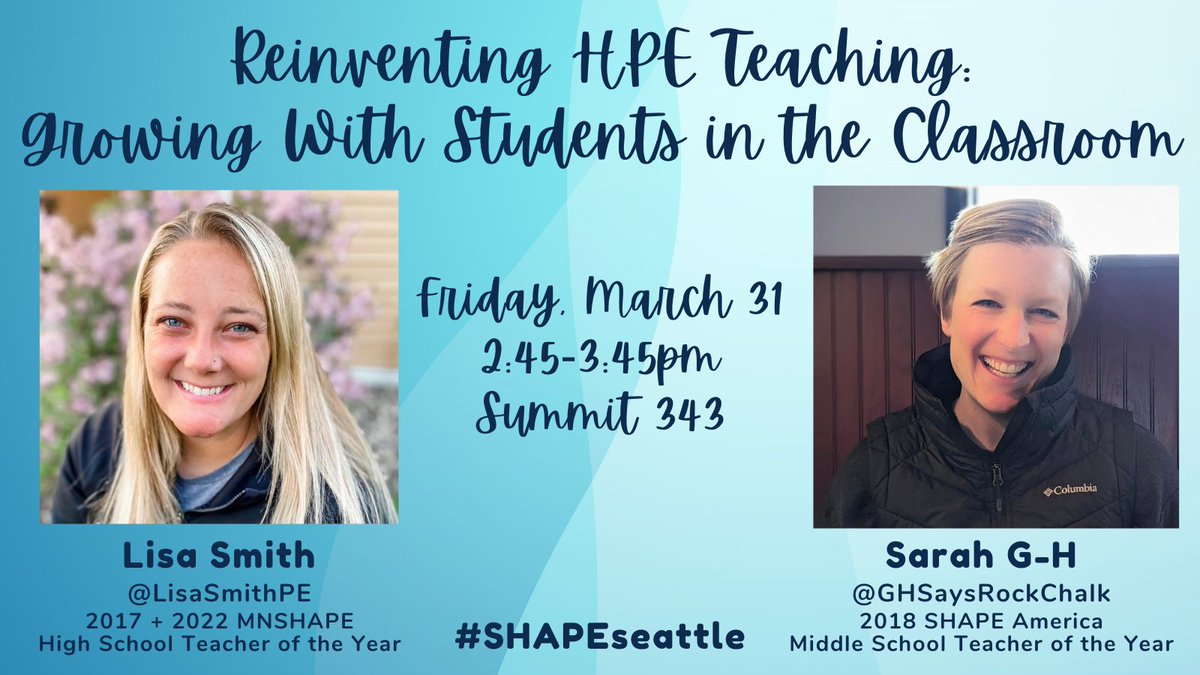 GHSaysRockChalk's tweet image. Join @LisaSmithPE + @GHSaysRockChalk on March 31 at 2:45pm for our session at #SHAPEseattle🐙. We'll share how we DiSrUpT our teaching practices to meet our growing and changing students. #SecPhysEd #HealthEd #PhysEd #ItsKindaLate