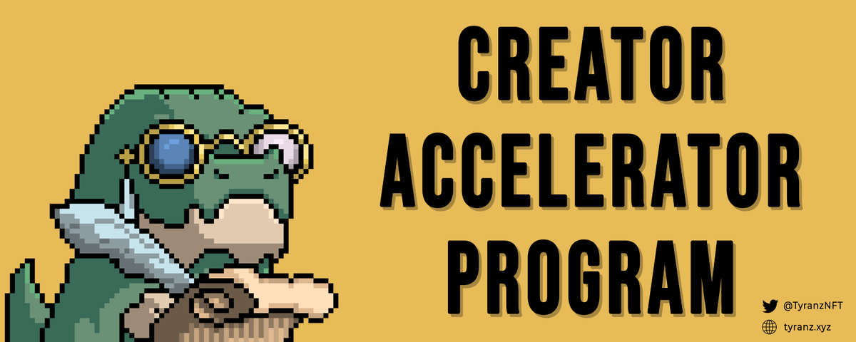 TyranzNFT's tweet photo. Gm web3,

It is with great pride that we want to introduce you to the Tyranz Creator Accelerator Program.

Overview, requirements, incentives and the Research Program.

Learn more on: https://t.co/KeXflz4LXv https://t.co/thDqF7NrtX