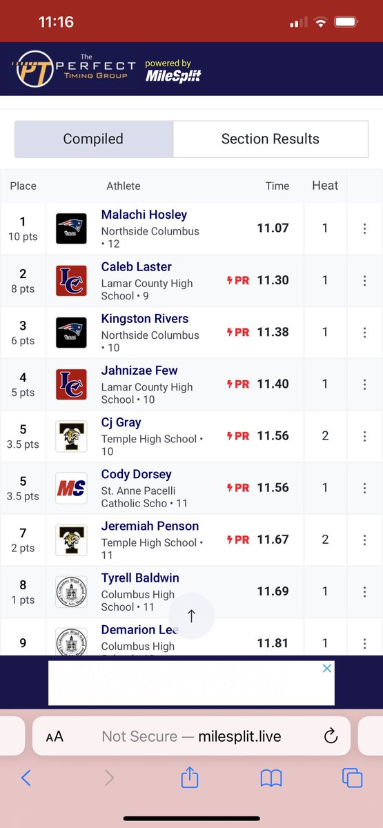 Congrats to @CJGray03_ and @jdpenson19 for setting new PRs in the 100!